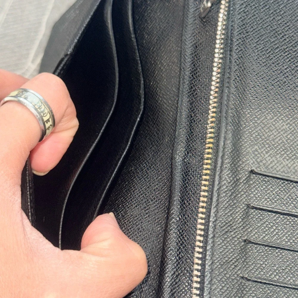Louis Vuitton Black Textured Long Wallet